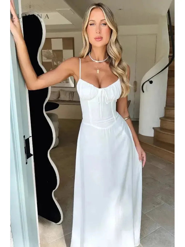 Maelys - Lace-Up Sleeveless Maxi Dress