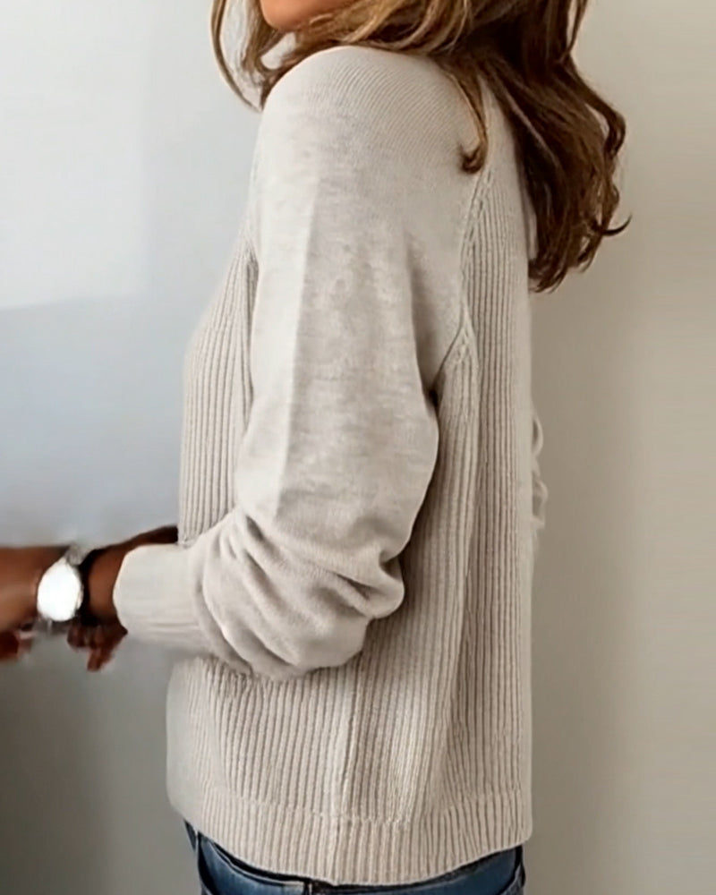 Lune & Léa - Pull Élégant Bouton Manche Raglan