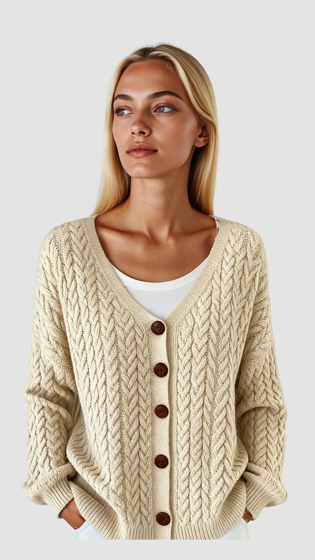 Lune & Léa - Gilet À Grosses Mailles À Manches Longues